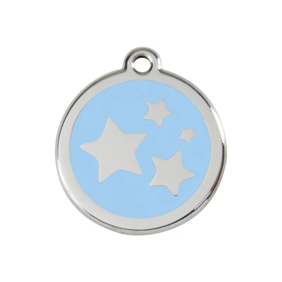 Afbeelding van Star Light Blue roestvrijstalen hondenpenning medium/gemiddeld dia. 3 cm RedDingo