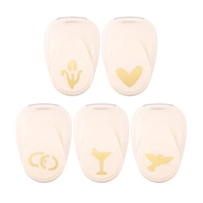Image de Vaessen Creative Lot de 5 perforateurs à motif mariage, avec cœur, colombe, verre, alliances et tulipes, 2,5 cm, jusqu&#039;à 250 g/m², pour le bricolage papier scrapbooking
