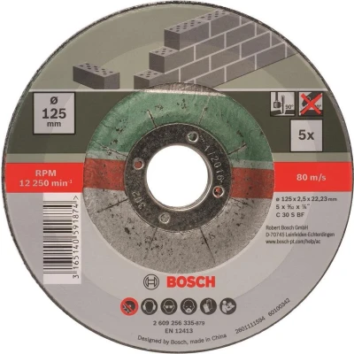 Afbeelding van Bosch Accessories C 30 S BF 2609256335 Doorslijpschijf gebogen 125 mm 5 stuk(s) Steen, Beton