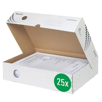 Afbeelding van Esselte Leitz easyboxx archiefbox met klapdeksel, golfkarton, 80 mm, wit