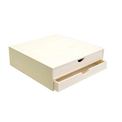 Image de Support à décorer en bois Bloc avec deux tiroirs 34,5 x 34 10 cm