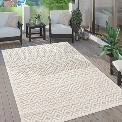 Afbeelding van Paco Home Vloerkleed Tapijt Voor Binnen En Buiten Terras Keuken Scandinavisch Eenkleurig 160 cm Rund
