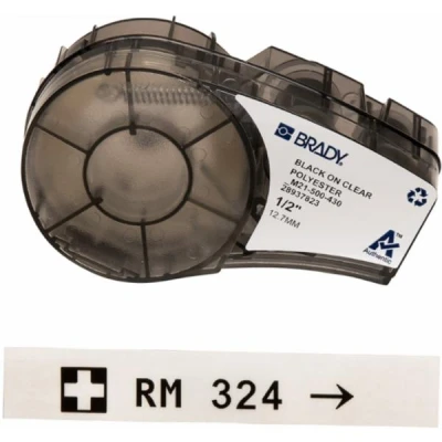Afbeelding van Brady M21 500 430 BMP21 PLUS; LAB; 12,70 mm x 6,40 m zwart op transparant