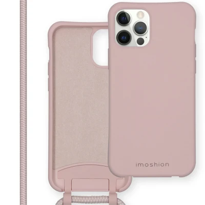 Afbeelding van iMoshion Hoesje Geschikt voor iPhone 12 Pro Max met koord Color Backcover afneembaar Roze
