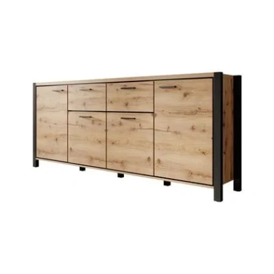 Afbeelding van Meubella Dressoir Acapulco Eiken Zwart 213 cm