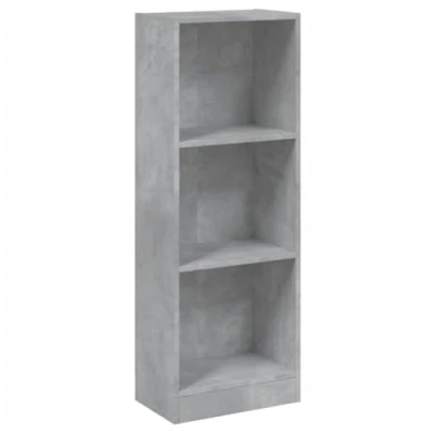 Image de vidaXL Bibliothèque à 3 niveaux gris béton bois d&#039;ingénierie800832