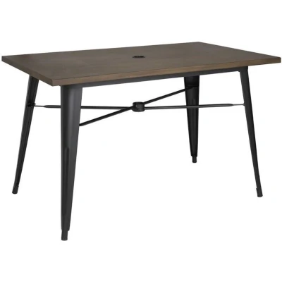 Afbeelding van Bolero Aluminium Outdoor Tafel 120x76x76cm Donker Houtdessin FT955 Horeca &amp; Professioneel