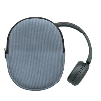 Afbeelding van kwmobile beschermhoes compatibel met WH CH520 / CH510 MDR ZX110 zachte neopreen en fluwelen voor hoofdtelefoon 22,5 x 17 cm vintage blauw
