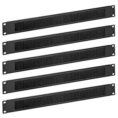Afbeelding van kwmobile 1u 19&quot; kabelorganizer voor rackkast Set van 5 Met nylon borstelcover betere koelondersteuning Kabelmanagement serverkast