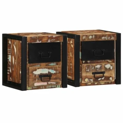Afbeelding van vidaXL Nachtkastjes 2st 40x35x40cm massief gerecycled hout meerkleurig