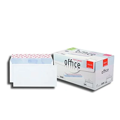 Afbeelding van ELCO Bureauenvelop DIN lang 80 g/m² FSC gecertificeerd met zelfklevende sluiting in winkeldoos, 200 stuks, wit