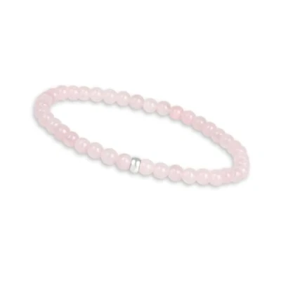 Afbeelding van parelarmband voor dames met echte natuurstenen en parel van 925 zilver, edelsteenarmband, kralen, 4 mm, Steen, Rozenkwarts