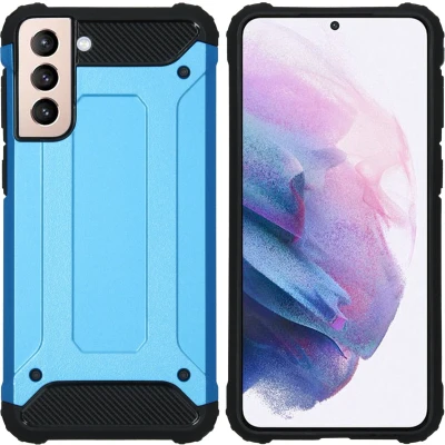 Afbeelding van iMoshion Hoesje Geschikt voor Samsung Galaxy S21 Plus Rugged Xtreme Backcover Lichtblauw