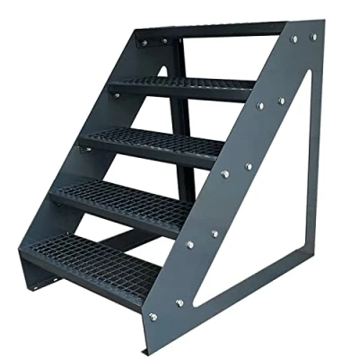 Afbeelding van Kaminbau Mierzwa Trappen van hoogwaardig verzinkt staal en volledig antraciet gepoedercoat, 5 treden (breedte 60 cm) (hoogte 95 cm), weerbestendig, voor de
