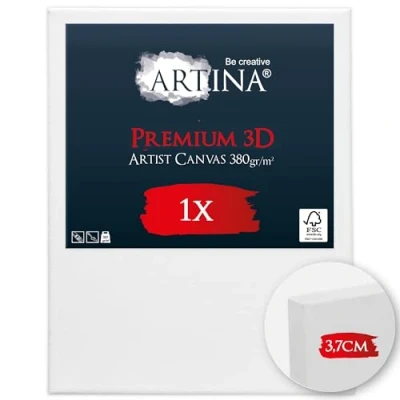 Afbeelding van Artina Premium 3D canvas schilderij 80 x 100 cm FSC® houten frame voor 100% katoen 380 g/m² zuurvrij wit schilderdoek stabiel gegrond 3 voudig
