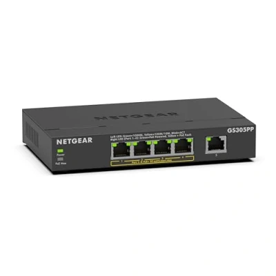 Image de Netgear Switch Gigabit Ethernet Poe+ Unmanaged 5 Port Noir (gs305pp 300eus)