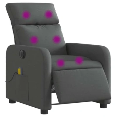 Image de vidaXL Fauteuil inclinable de massage électrique gris foncé tissu3204585