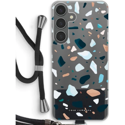Afbeelding van Case Company® hoesje met Koord geschikt voor Samsung Galaxy S24 Plus Terrazzo N13 Telefoonhoesje Zwart Bescherming aan alle Kanten en Over de Schermrand