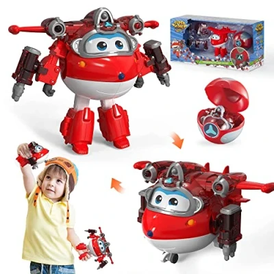Afbeelding van Super Wings Iron Jett 5 inch Ball Steel Power, speelgoedvliegtuig, transformeerbare robot, actiefiguur, speelgoed voor kinderen van 3, 4, 5, 6, 7, 8, 9, 10 jaar, jongens en meisjes