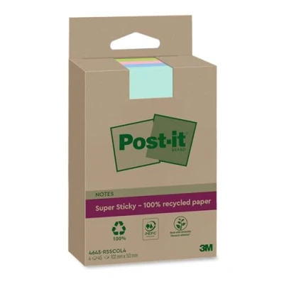 Afbeelding van Memoblok 3M Post it 4645 RSSCOL4 Super Sticky 102x152mm ass. Kleur