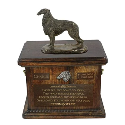 Afbeelding van Borzoi urn hond met standbeeld gepersonaliseerde voor hondenas