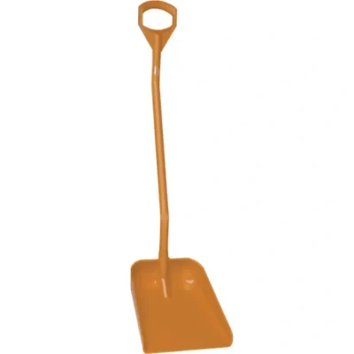 Afbeelding van Vikan Schoppen Hygiene Schep Oranje Ergonomische Steel 1310mm Groot Blad 380x340mm