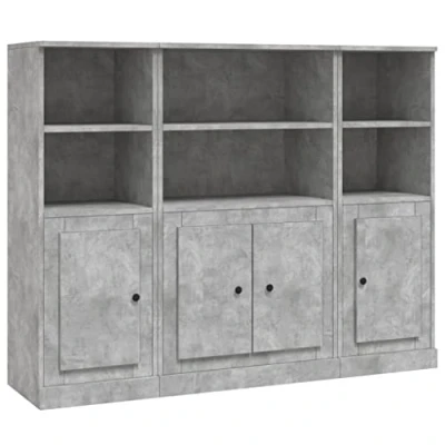 Image de vidaXL Buffets 3 pcs gris béton bois d&#039;ingénierie3185307