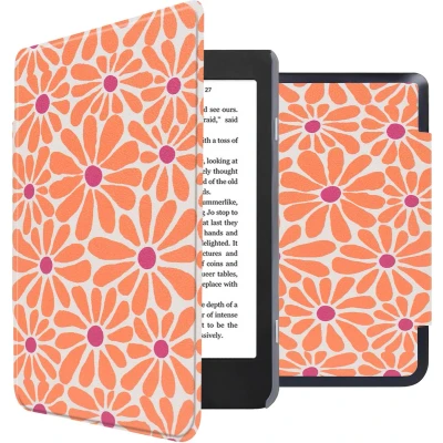 Afbeelding van iMoshion Ereader Cover / Hoesje Geschikt voor Kobo Nia Design Sleepcover Bookcase zonder stand Orange Flowers Connect