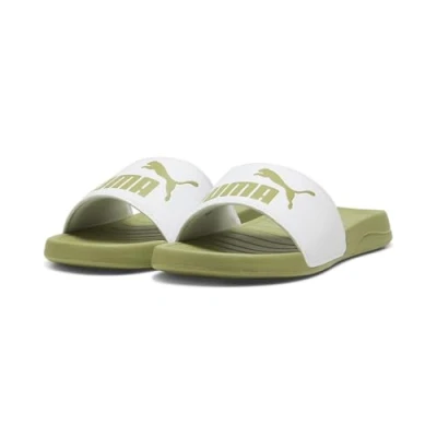 Image de Puma Sandales unisexes Popcat 20 Slide, Blanc et vert calmant, 39 EU