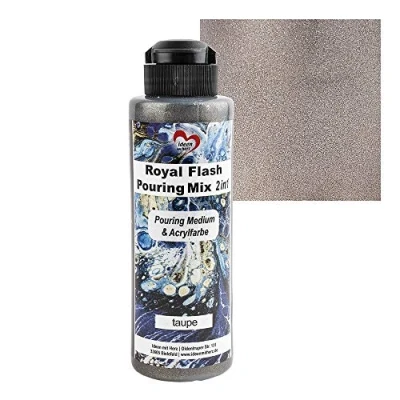 Afbeelding van Ideen mit Herz Royal Flash Pouring Mix 2 in 1 medium en metallic acrylverf met glittereffect 180 ml Geen andere menging vloeistof, of siliconenolie (taupe) nodig