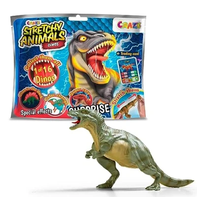 Afbeelding van CRAZE Stretchy Animals Dinos elastische dinosaurus figuur, dinosaurusspeelgoed om te verzamelen, rekbare en slijmerige dinofiguur
