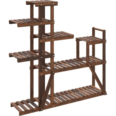 Afbeelding van Plantenstandaard 110x25x111 cm massief vurenhout