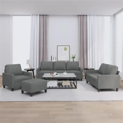 Afbeelding van vidaXL 4 delige Loungeset met kussens stof donkergrijs