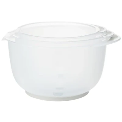 Image de Chef Aid Lot de 3 Bols à Mélanger avec Base Antidérapante, Poignée Ergonomique, Adaptés au Micro ondes et Lave vaisselle, Idéaux pour la Cuisine Pâtisserie, Blanc Cassé, 1,5 L, 2 2,5 L