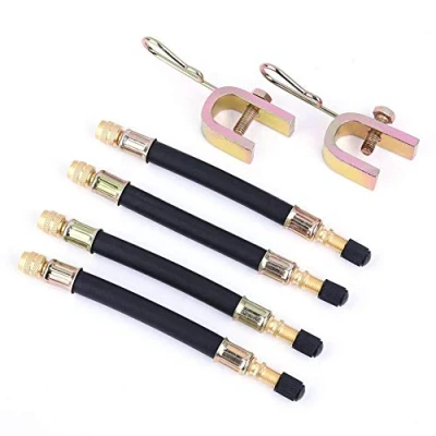 Afbeelding van 4 stuks 140 mm flexibele rubberen bandventielverlenging + 2 bandenventielverlengingen voor vrachtwagen bus rv auto wiel bandentransit adapter