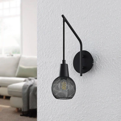 Afbeelding van Lindby wandlamp 1licht ijzer H: 35 cm E14 zwart