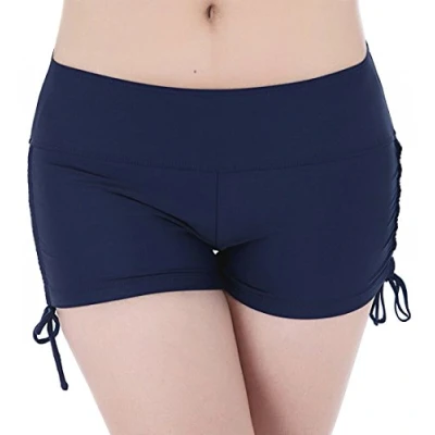 Afbeelding van FLYILY Sportzwemshorts voor dames met verstelbaar trekkoord, Navy Blauw