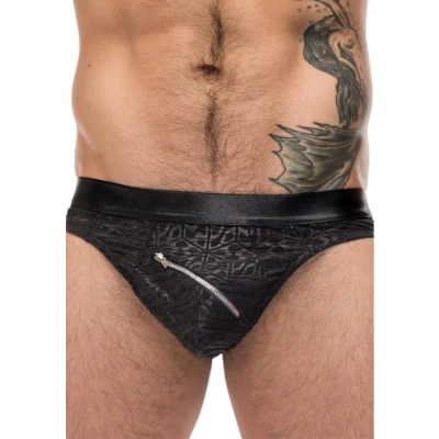 Afbeelding van Male Power String met Rits black L/XL