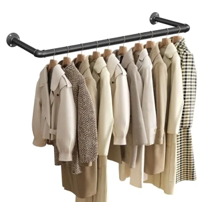 Afbeelding van Ensemble de 2 patères murales noires pour vêtements L92 x P30 cm