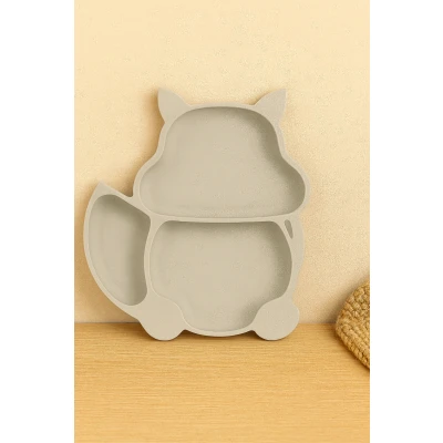 Afbeelding van Dutsi Siliconen Baby &amp; Kind Bord Zuignap Mocha Vosje