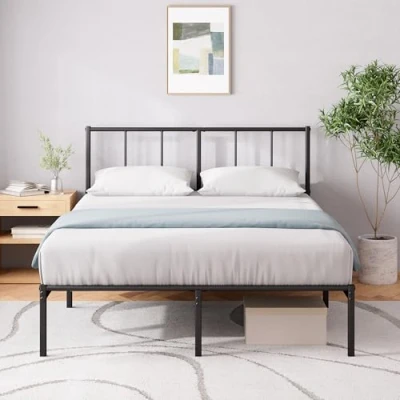 Afbeelding van Zinus Justin bed 200 x 140 cm, 35 cm hoog, metalen bedframe met hoofdeinde, lattenbodem, geen boxspringbed nodig, vrije ruimte onder het