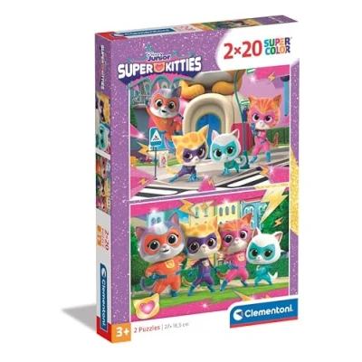 Image de Clementoni Super Kitties 2 Puzzle Supercolor Avec 20 Pièces Pour Enfants, Fabriqué en Italie, 24811