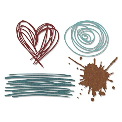 Afbeelding van Sizzix Thinlits Dies By Tim Holtz 4/Pkg Scribbles &amp; Splat 660222