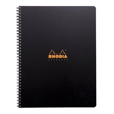 Image de RHODIA 119900C Cahier à Spirale (Reliure Intégrale) Noir A4+ 22,5 x 29,7 cm Petits Carreaux 160 pages Détachables Perf 4 Trous Papier Clairefontaine 90 g/m² Couverture Polypro