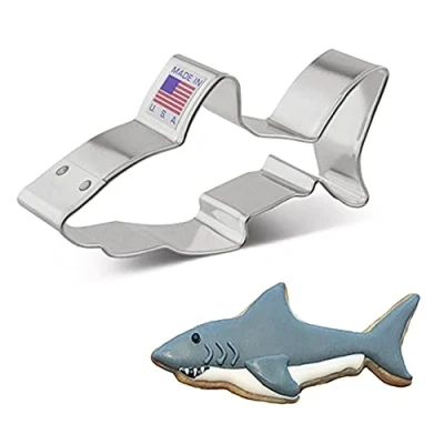 Afbeelding van Ann Clark Cookie Cutters Uitsteekvorm haai, 10,16 cm, wit