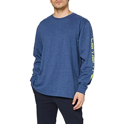 Afbeelding van Carhartt Herren T Shirt Sleeve Logo L/S Dark Cobalt Blue Heather S