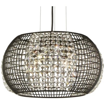 Afbeelding van Searchlight Cage Hanglamp Ø 35 X 150 Cm Mat Zwart