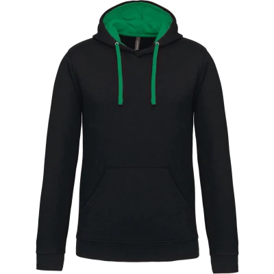 Afbeelding van Kariban Hooded sweater met contrasterde capuchon K446 Black / Light Kelly Green