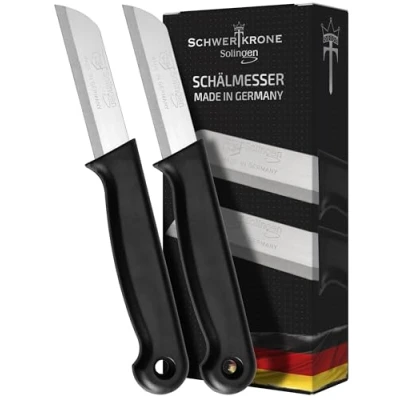 Afbeelding van Couronne d&#039;épée Premium Schilmesjes Set 2 Delig, Solingen Roestvrij Staal, Zwart, voor Fruit en Groenten