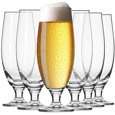 Afbeelding van KROSNO Witte Bier Glazen Set van 6 500 ml Elite Collectie Perfect voor Thuis, Restaurants en pubs Vaatwasser Veilig